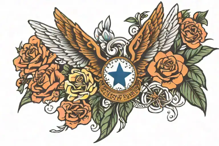 air force and flowers symbolizing tattoo design idea