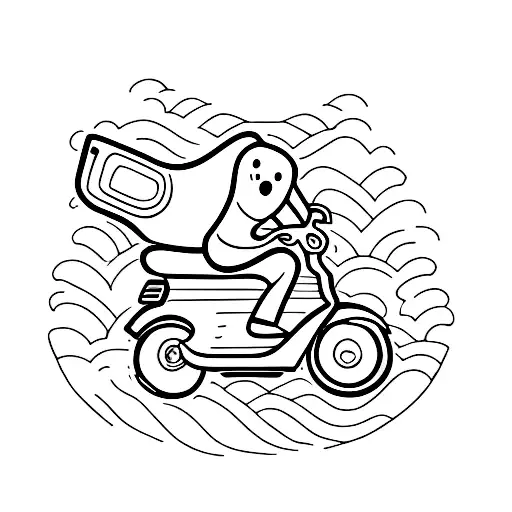ghost riding a scooter tattoo design idea