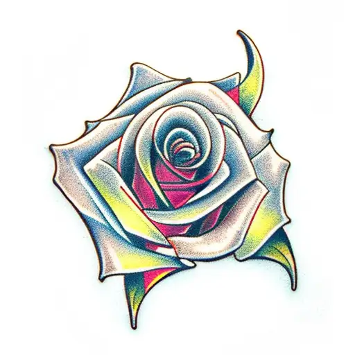 rose un fire tattoo design idea