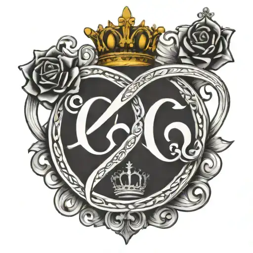 king and queen infinity symbol incorporated tattoo design idea