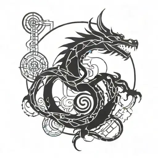 dragon black solid black ink tattoo design idea