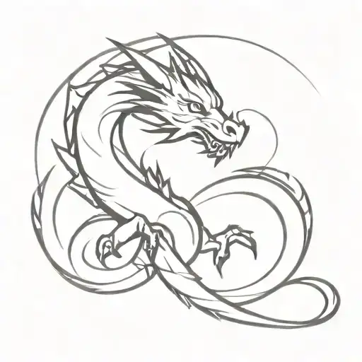 dragon black solid black ink tattoo design idea