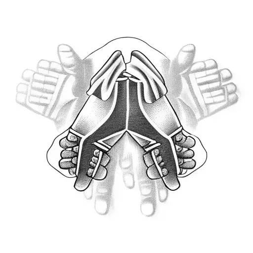 goalkeeper glove +theatre mask + bodybuilding tattoo design idea