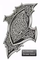 A Celtic shield with a hidden Celtic knot pattern representing protection and strength tattoo design idea