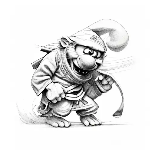 Smurf in bjj gi tattoo design idea