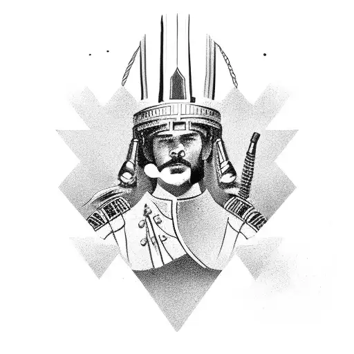 Cossack playing pandora tattoo design idea