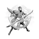 Cossack playing pandora tattoo design idea