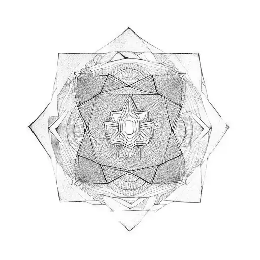 angular geometric Japanese mandala  tattoo design idea