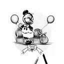 minnie bow with balloons with kids name tattoo design idea