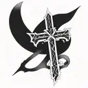 a cross band tattoo with the alpha symbol on the right and the omega symbol on the left tattoo design idea