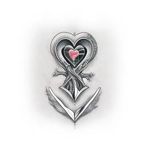 dagger going through heart  tattoo design idea