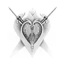 dagger going through heart  tattoo design idea