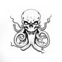 evil octopus skull tattoo design idea