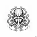 evil octopus skull tattoo design idea