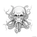 evil octopus skull tattoo design idea