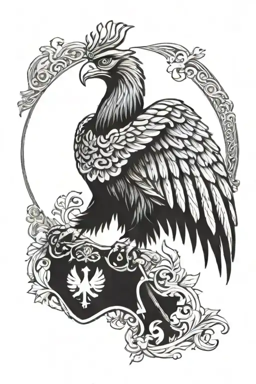 polish eagle Irish harp tattoo design idea