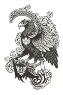 polish eagle Irish harp tattoo design idea