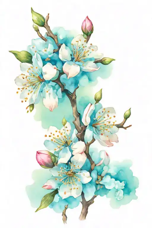 almond blossom tattoo design idea