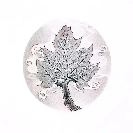 Maple tree, ivy leaf, opal tattoo design idea