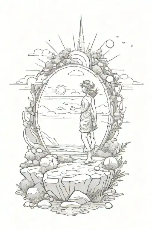 Walks on the stone, runs to the ocean, pearl of the sun i love you tattoo design idea