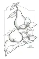 I would like to create a tattoo that represents a part of a song that says: 'Walks on the stone, runs to the ocean, pear tattoo design idea