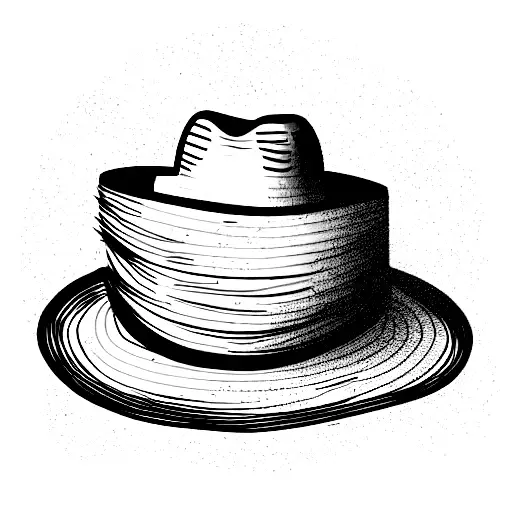 a bowl of noodles with a tilted cowboy hat on tattoo design idea