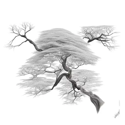 acacia tree with roots tattoo design idea
