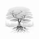 acacia tree with roots tattoo design idea