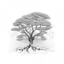 acacia tree with roots tattoo design idea