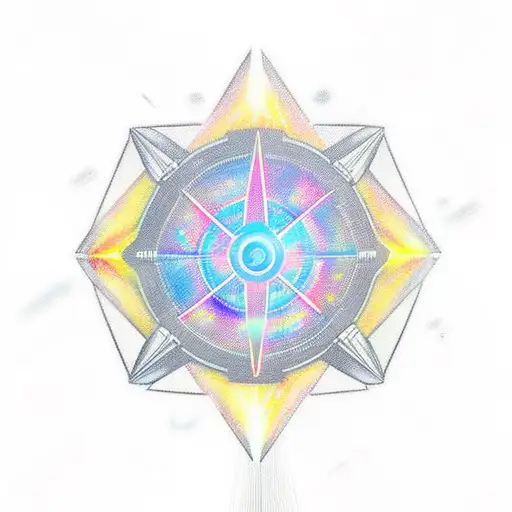 A spaceship with solar sails on the background of a star tattoo design idea