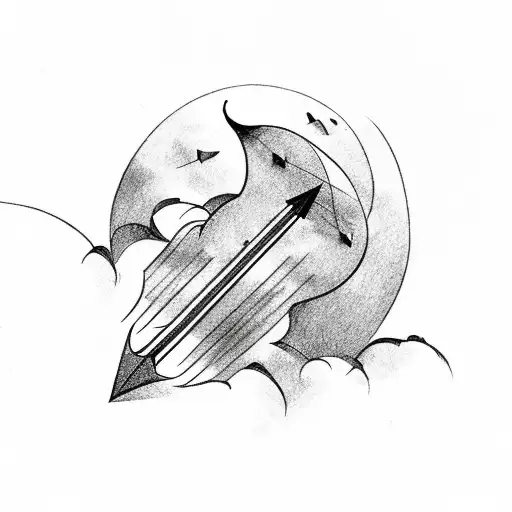 wild arrow, cloud background  tattoo design idea