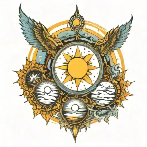 sky with many suns tattoo design idea