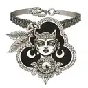 choker with moons tattoo design idea