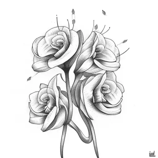 snake with lilys around the arm with the words "because I could not stop for death" going around it tattoo design idea