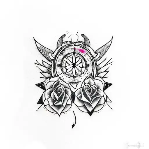dreamcatcher, wolf, mountain, trees, roses, peacock feather, and a compass tattoo design idea