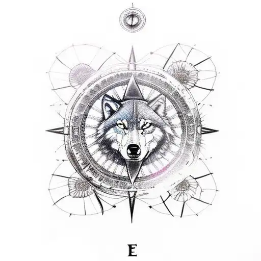 dreamcatcher, wolf, mountain, trees, roses, peacock feather, and a compass tattoo design idea