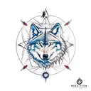 dreamcatcher, wolf, mountain, trees, roses, peacock feather, and a compass tattoo design idea
