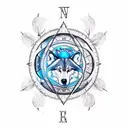 dreamcatcher, wolf, mountain, trees, roses, peacock feather, and a compass tattoo design idea