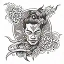 A Burmese hero wielding the power of the elements - air, fire, water, and earth - in a dynamic composition tattoo design idea