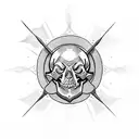 medieval flail with skull tattoo design idea