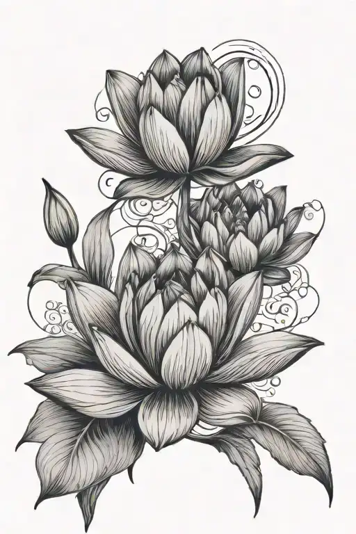 tulip water lily lotus flowers tattoo design idea