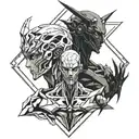 Evangelion Satan goth cyborg gemini tattoo design idea