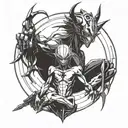 Evangelion Satan goth cyborg gemini tattoo design idea