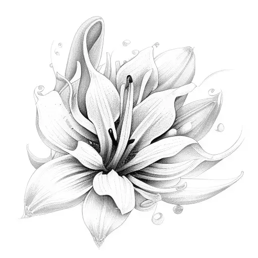 morning sparrows fields of lilies peacful  tattoo design idea
