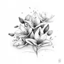 morning sparrows fields of lilies peacful  tattoo design idea