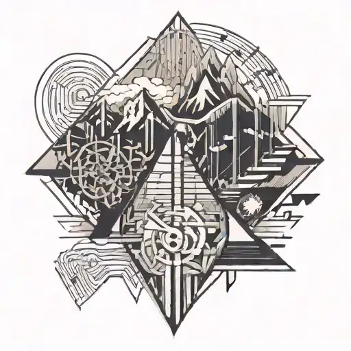 musical staves transforming into mountains  tattoo design idea