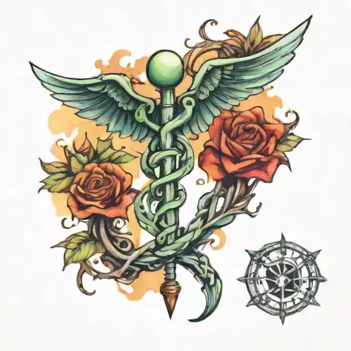 caduceus watercolor tattoo tattoo design idea