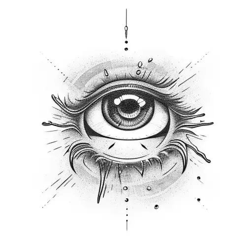 Crying eye with elaborate background tattoo design idea