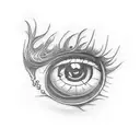 Crying eye with elaborate background tattoo design idea