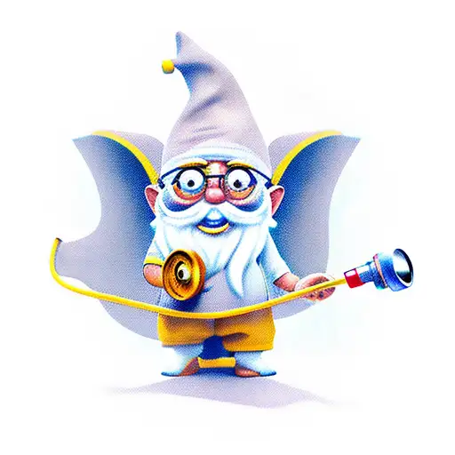 gnome with stethoscope  tattoo design idea